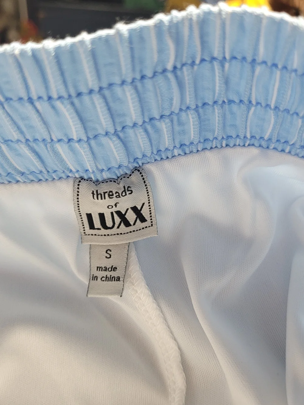 Blue & White Pinstripe Elastic-Waist Mini Skirt